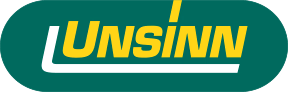 Unsinn-Logo mit gelber Schrift auf grünem Hintergrund, Markenzeichen des Spielzeugherstellers