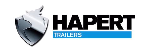 Logo mit stilisiertem Stier auf Schild und blauem "TRAILERS" Text auf schwarzem Hintergrund.