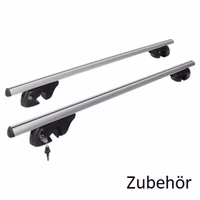 Dachträger aus Aluminium mit schwarzen Halterungen und Schloss für Fahrzeugdächer